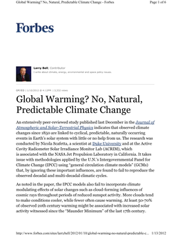 Global Warming? No, Natural, Predictable Climate Change - Forbes Page 1 of 6