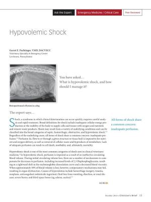 Hypovolemic Shock