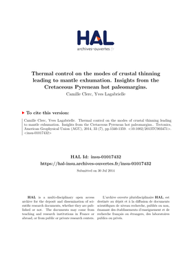 Thermal Control on the Modes of Crustal Thinning Leading to Mantle Exhumation