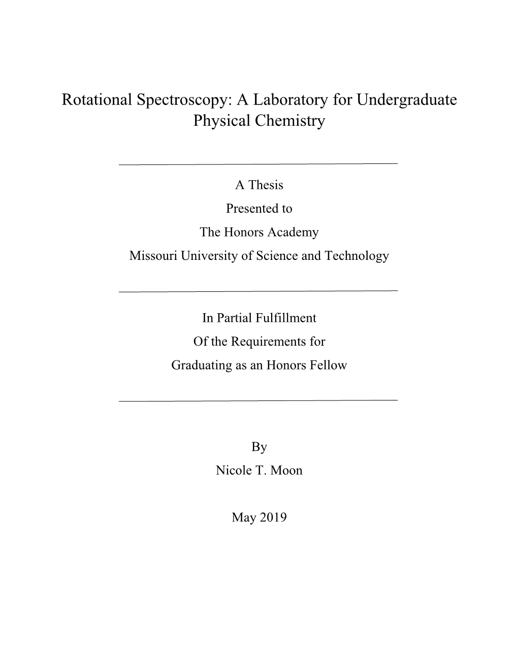 Rotational Spectroscopy: a Laboratory for Undergraduate Physical Chemistry