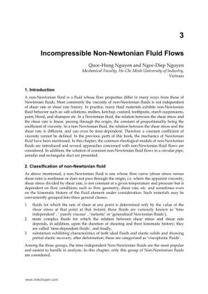 Incompressible Non-Newtonian Fluid Flows