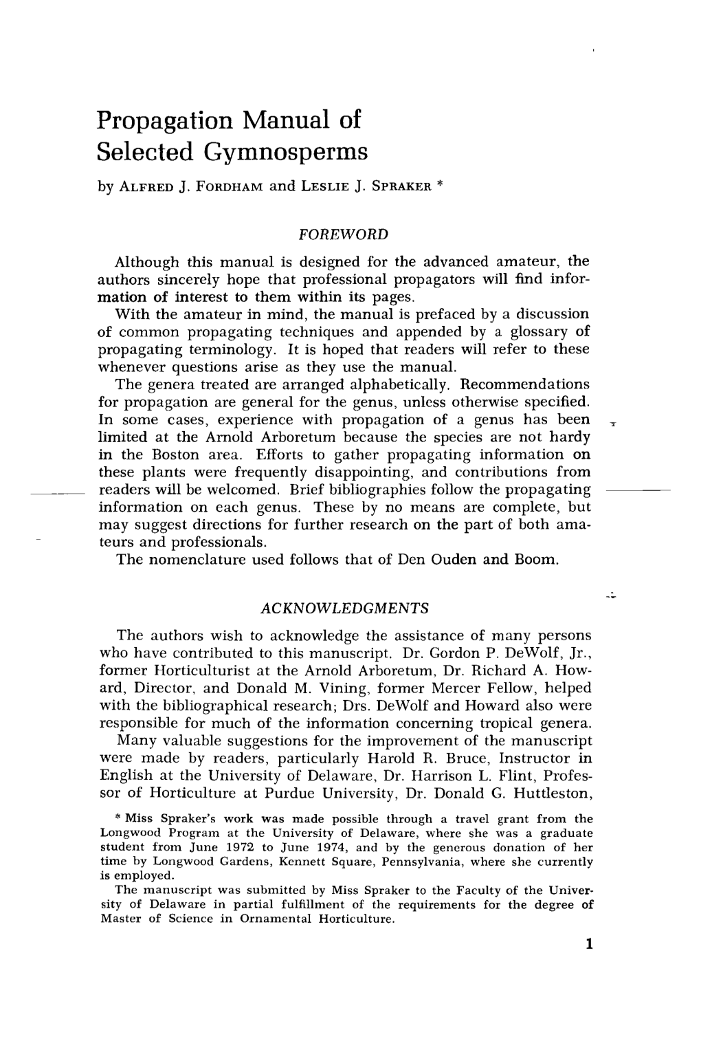 Propagation Manual of Selected Gymnosperms by ALFRED J