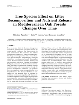 Tree Species Effect on Litter Decomposition and Nutrient Release in Mediterranean Oak Forests Changes Over Time