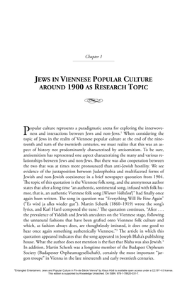 Chapter 1. Jews in Viennese Popular Culture Around 1900 As Research