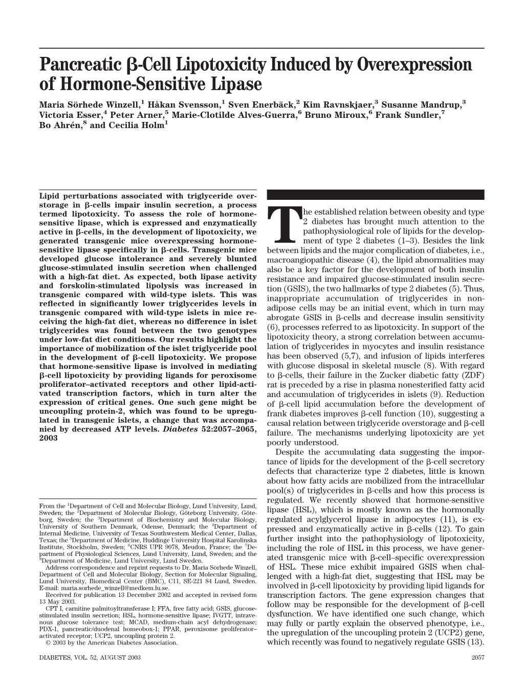 Cell Lipotoxicity Induced by Overexpression of Hormone-Sensitive Lipase