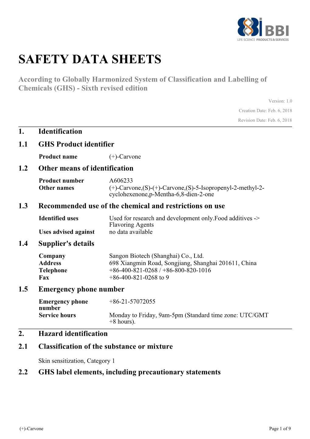 Safety Data Sheets