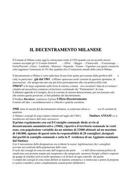 Il Decentramento Milanese