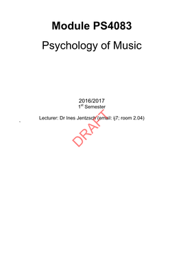 PS4083 Psychology of Music