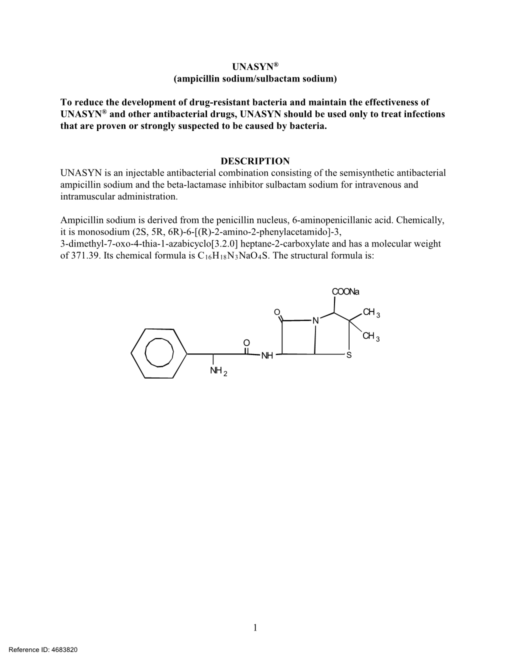 UNASYN® (Ampicillin Sodium/Sulbactam Sodium)