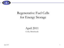 Regenerative Fuel Cells for Energy Storage