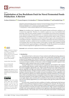 Exploitation of Sea Buckthorn Fruit for Novel Fermented Foods Production: a Review