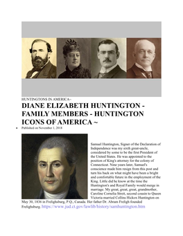 DIANE ELIZABETH HUNTINGTON - FAMILY MEMBERS - HUNTINGTON ICONS of AMERICA ~ • Published on November 1, 2018