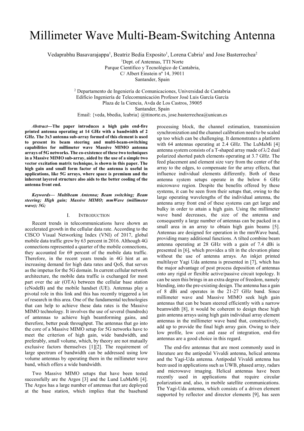 Millimeter Wave Multi-Beam-Switching Antenna