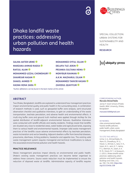 Dhaka Landfill Waste Practices: Addressing Urban Pollution and Health Hazards
