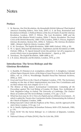 Preface Introduction: the Seven Bishops and the Glorious Revolution