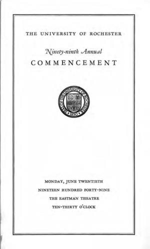 Inety-Ninth Eannual COMMENCEMENT