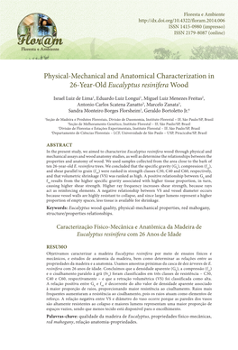 Physical-Mechanical and Anatomical Characterization in 26-Year-Old Eucalyptus Resinifera Wood
