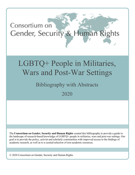 LGBTQ+ People in Militaries, Wars and Post-War Settings