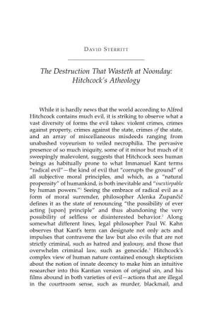 The Destruction That Wasteth at Noonday: Hitchcock's Atheology