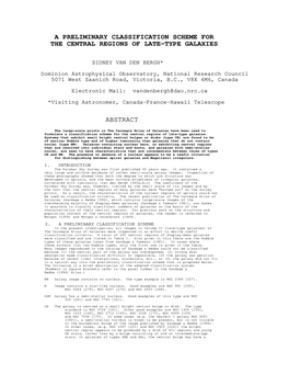 A Preliminary Classification Scheme for the Central Regions of Late-Type Galaxies