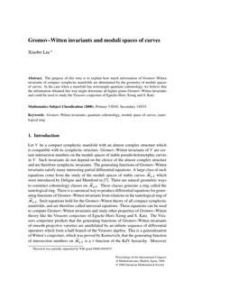 Gromov–Witten Invariants and Moduli Spaces of Curves