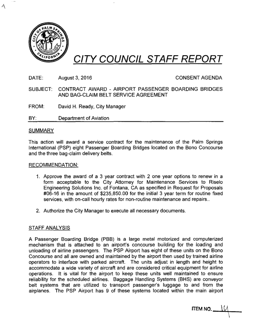 City Council Staff Report