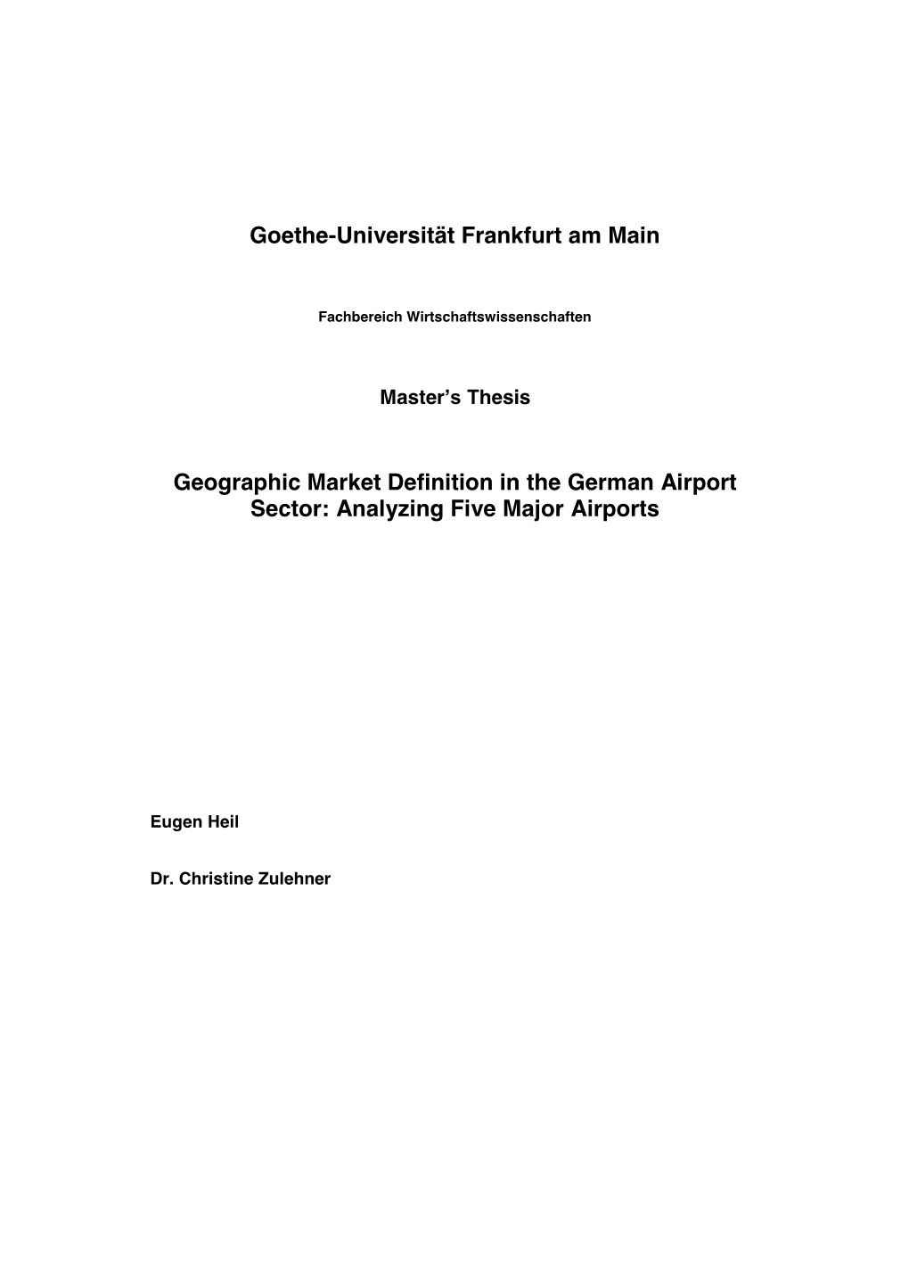 Geographic Market Definition in the German Airport Sector: Analyzing Five Major Airports