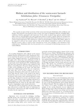 Habitat and Distribution of the Warm-Water Barnacle Solidobalanus Fallax (Crustacea: Cirripedia) Ð O P A.J