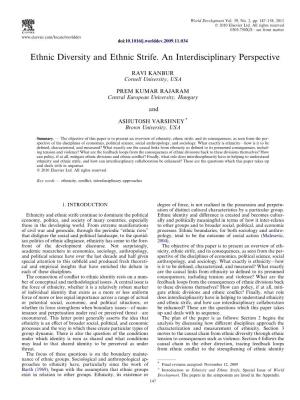 Ethnic Diversity and Ethnic Strife. an Interdisciplinary Perspective