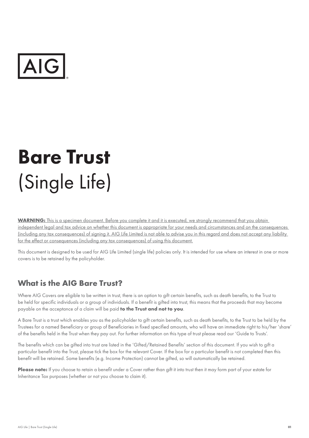 Bare Trust (Single Life)