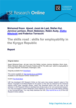 The Skills Road : Skills for Employability in the Kyrgyz Republic
