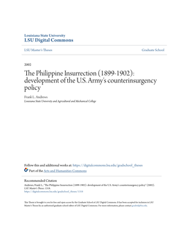 The Philippine Insurrection (1899-1902): Development of the U.S