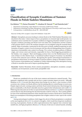 Classification of Synoptic Conditions of Summer Floods in Polish