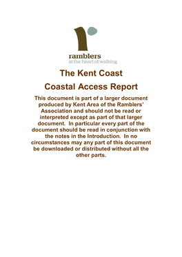 The Kent Coast Coastal Access Report
