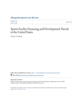 Sports Facility Financing and Development Trends in the United States Martin J