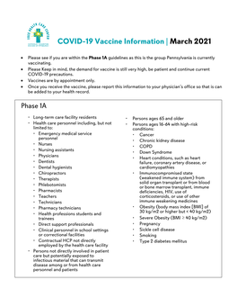 COVID-19 Vaccine Information | March 2021