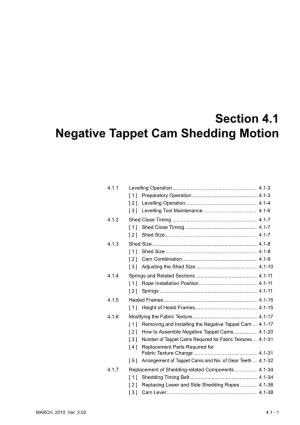 Section 4.1 Negative Tappet Cam Shedding Motion