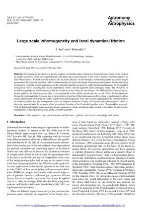 Large Scale Inhomogeneity and Local Dynamical Friction