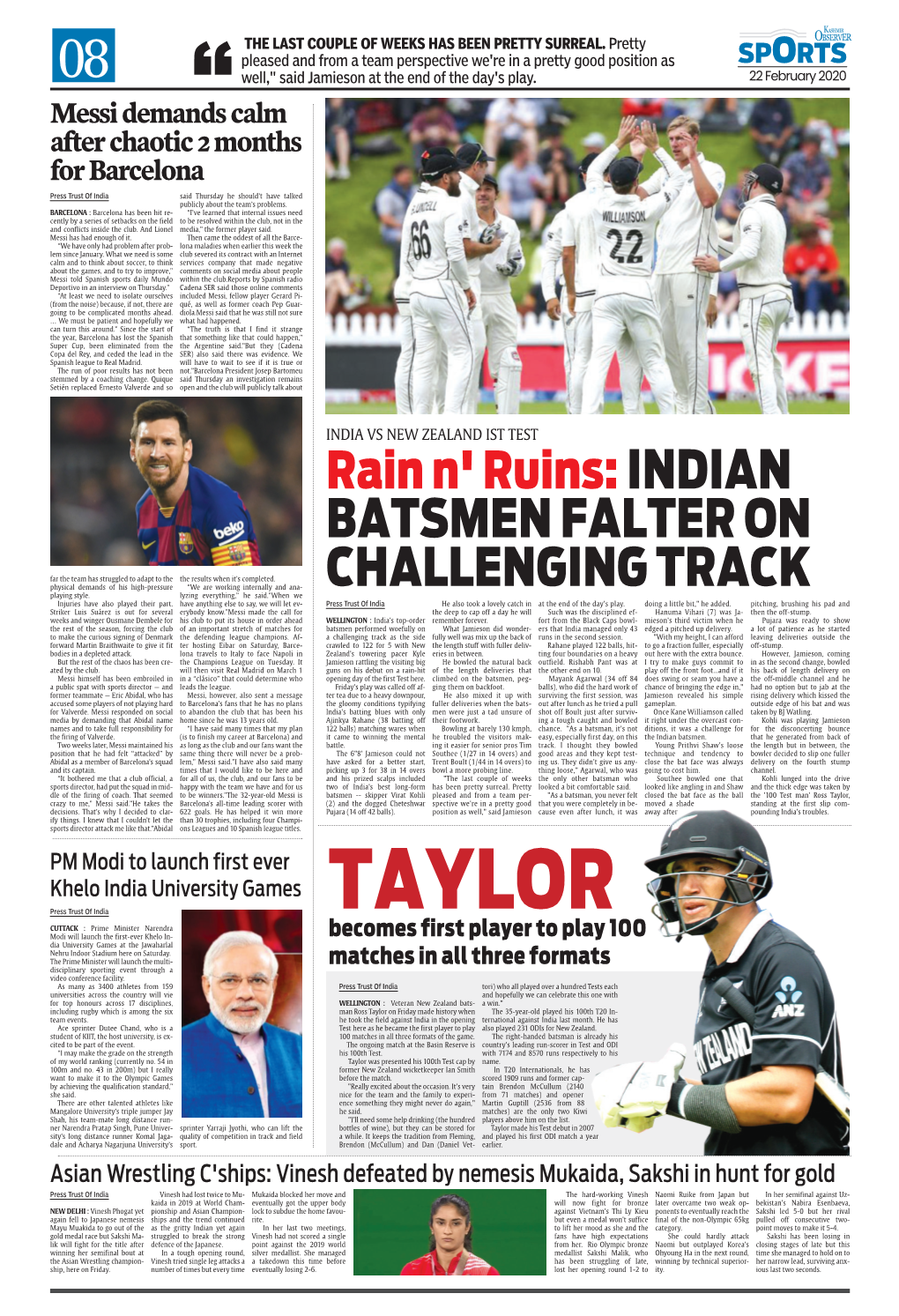 Batsmen Falter on Challenging Track