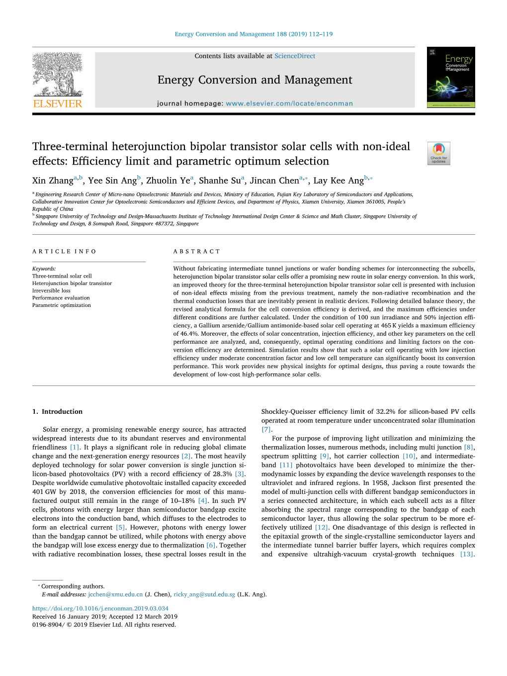 Three-Terminal Heterojunction Bipolar Transistor Solar Cells with Non-Ideal Effects Efficiency Limit and Parametric Optimum