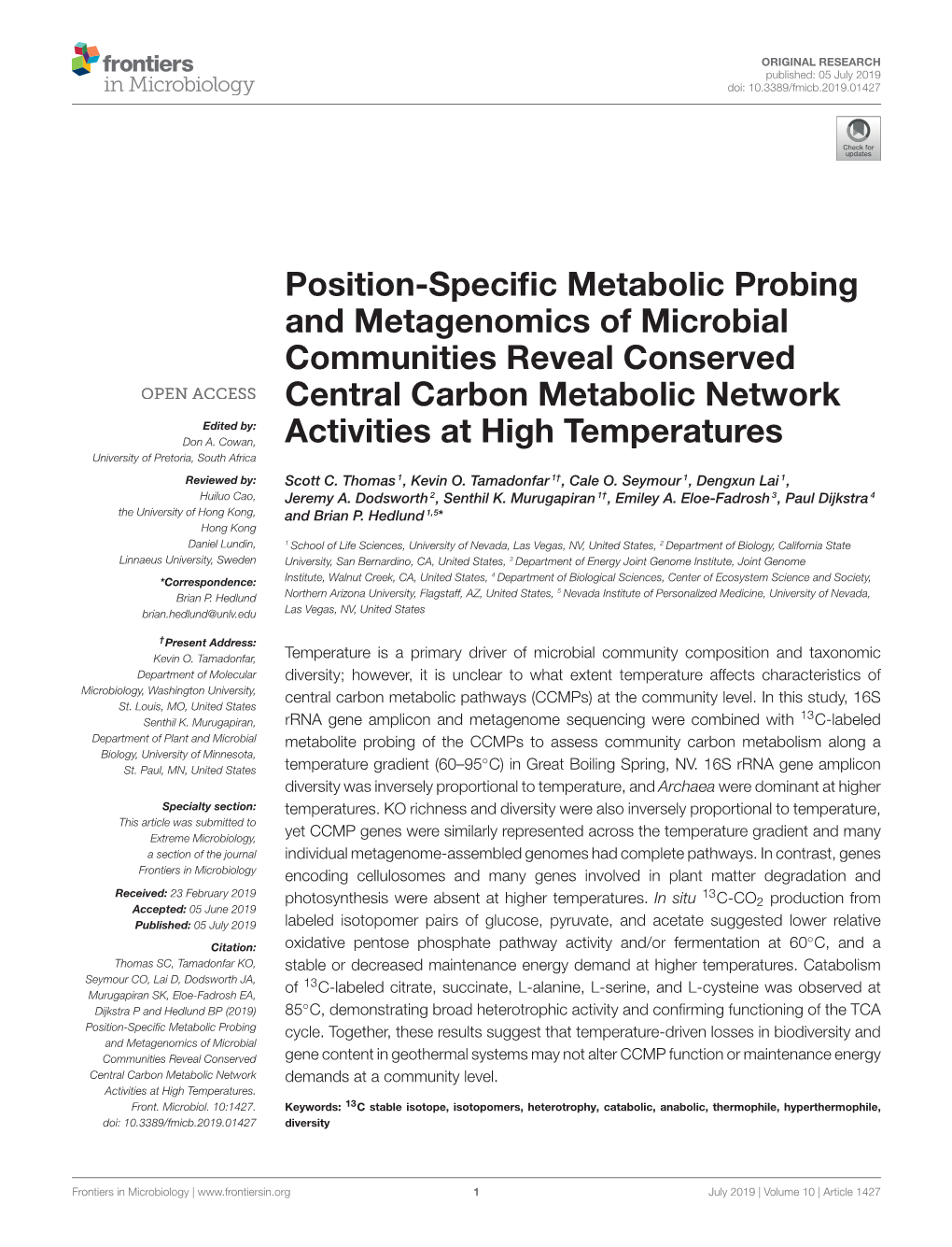Position-Specific Metabolic Probing and Metagenomics of Microbial