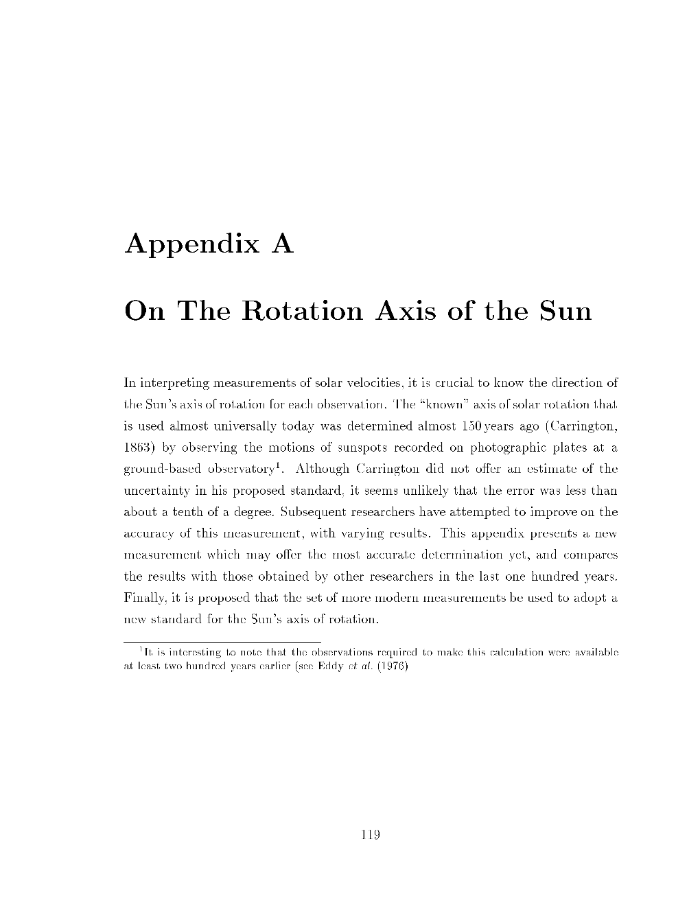 Appendix a on the Rotation Axis of The
