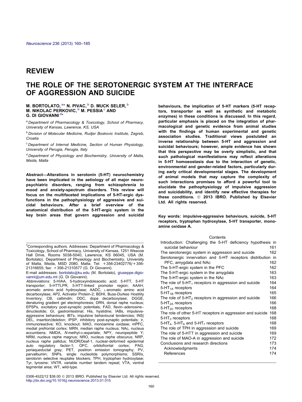 The Role of the Serotonergic System at the Interface of Aggression and Suicide