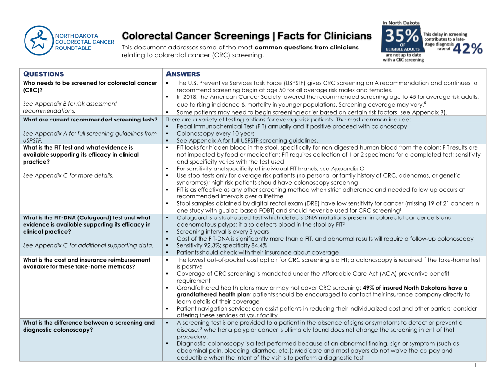 Colorectal Cancer Screenings | Facts for Clinicians
