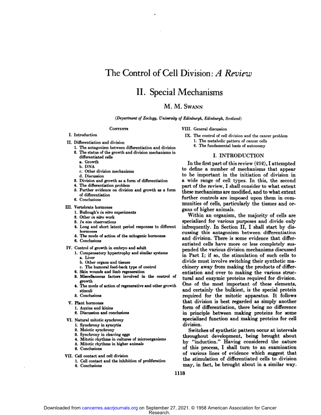 The Control of Cell Division:A Review II. Special Mechanisms