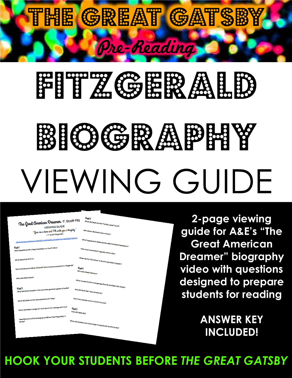 THE GREAT GATSBY Pre-Reading Fitzgerald Biography VIEWING GUIDE