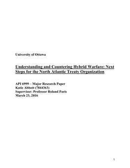 Understanding and Countering Hybrid Warfare: Next Steps for the North Atlantic Treaty Organization