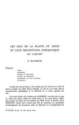 LES SOLS DE LA PLAINE DU SOUSS Trt LEUR REPARTITION SCHEMATIQUE AU 1/500000"