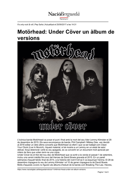Motörhead: Under Cöver Un Àlbum De Versions
