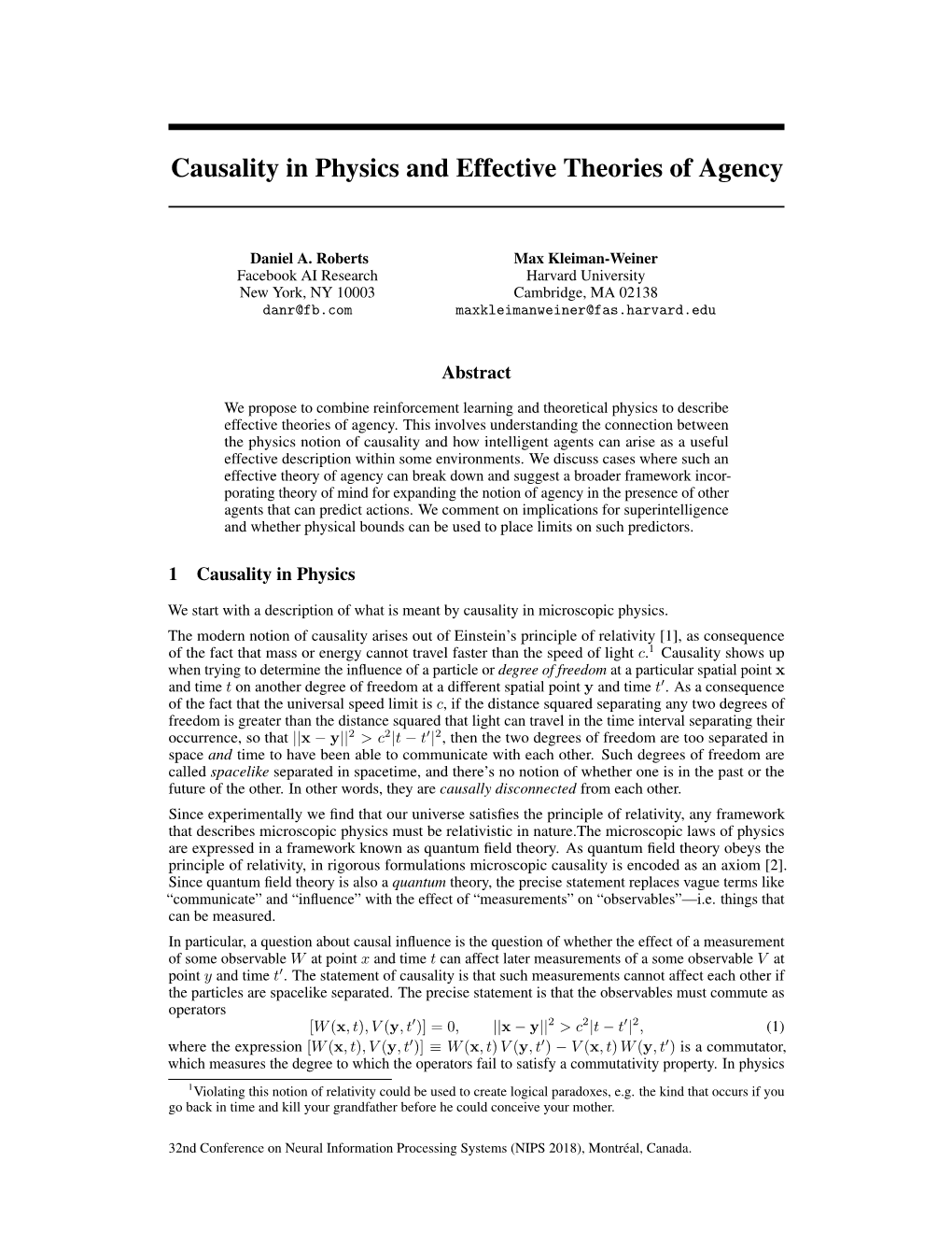 Causality in Physics and Effective Theories of Agency